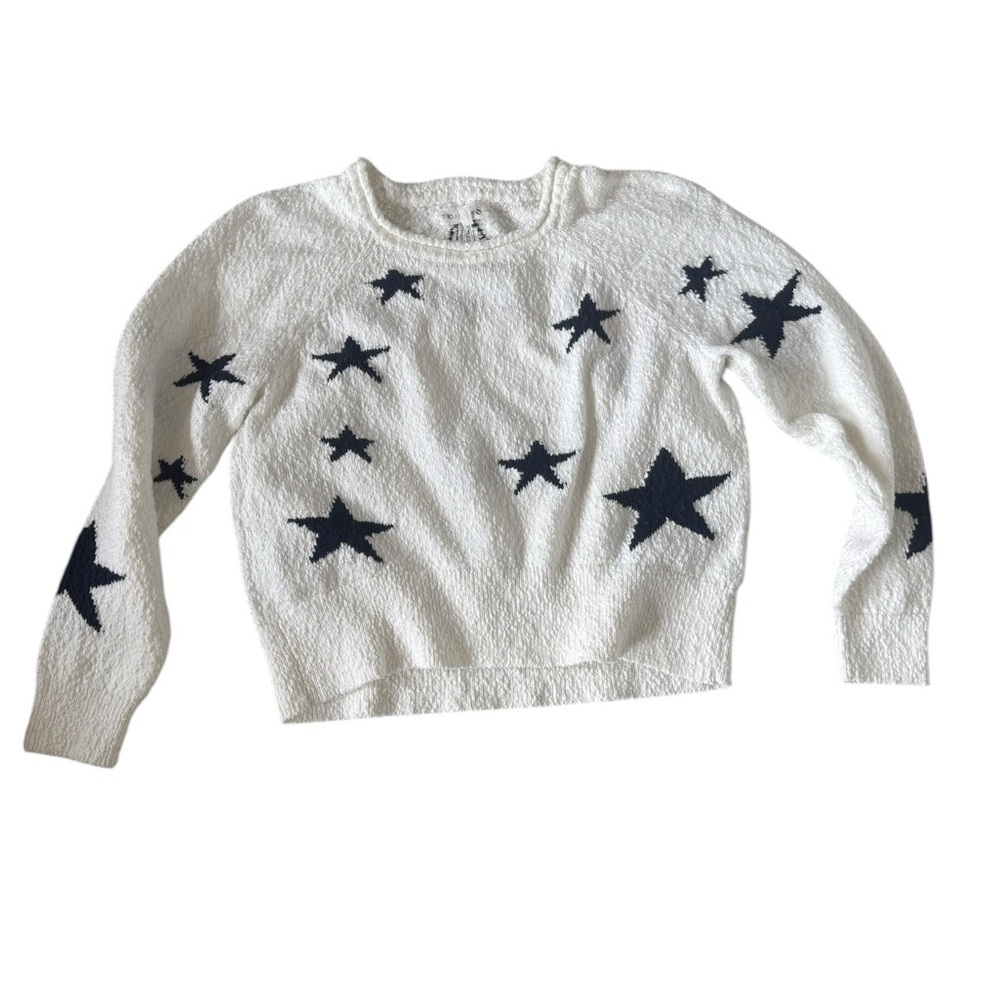 Lou & Grey White Sweater with Navy Star Motif